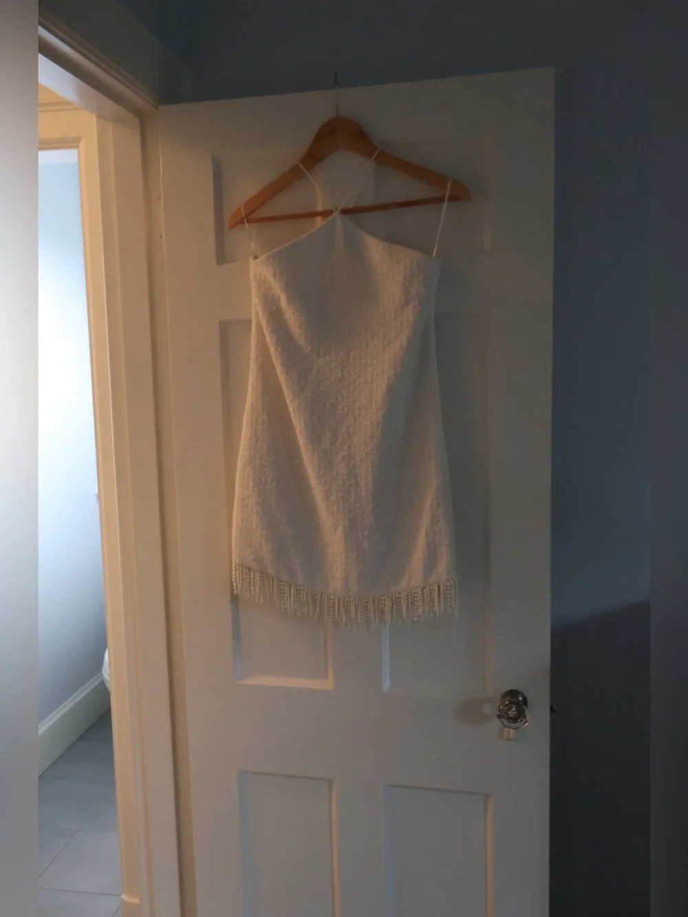Mango Ivory Beaded Fringe Halter Neck Dress - Picture 2 of 7
